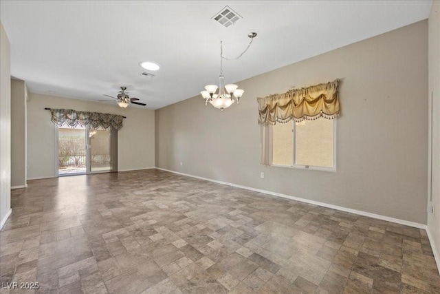 2117 Bay Thrush Way N, Las Vegas, NV 89084 - unfurnished room with a chandelier and a ceiling fan