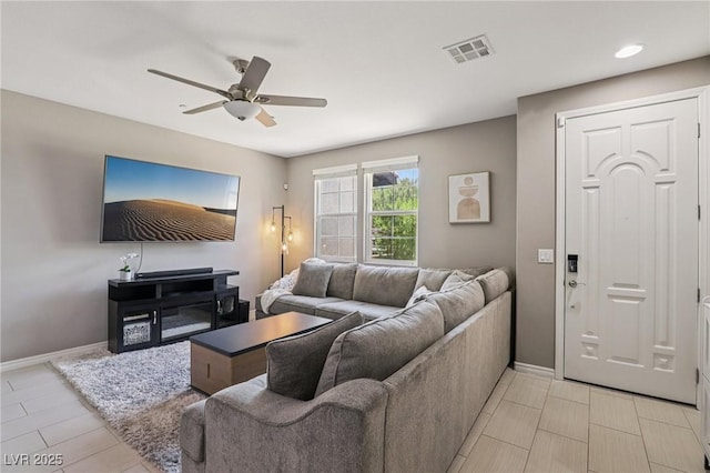 1922 Via Delle Arti, Henderson, NV 89044 - living room featuring ceiling fan and baseboards