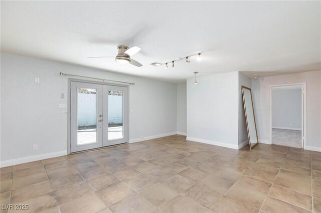 1700 Ivanhoe Way, Las Vegas, NV 89102 - unfurnished room with ceiling fan, french doors, and rail lighting