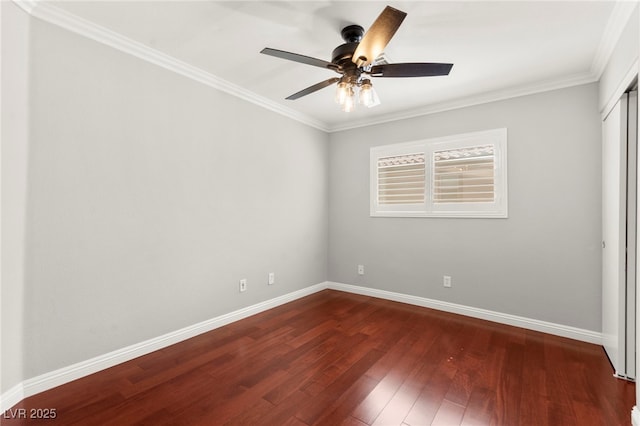 11649 Royal Derwent Dr, Las Vegas, NV 89138 - spare room featuring dark wood finished floors, a ceiling fan, and ornamental molding
