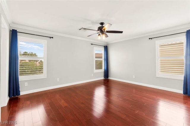 11649 Royal Derwent Dr, Las Vegas, NV 89138 - spare room with ceiling fan, wood finished floors, and crown molding