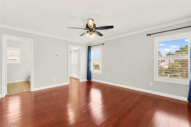 11649 Royal Derwent Dr, Las Vegas, NV 89138 - unfurnished room featuring a ceiling fan, crown molding, and wood finished floors