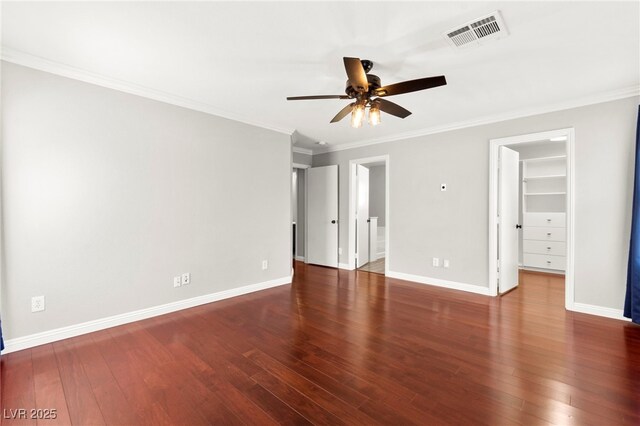11649 Royal Derwent Dr, Las Vegas, NV 89138 - unfurnished room featuring a ceiling fan, wood finished floors, and ornamental molding
