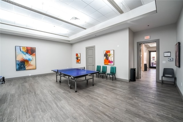 151 Duckhook Ave, Las Vegas, NV 89148 - rec room with wood finished floors and a tray ceiling