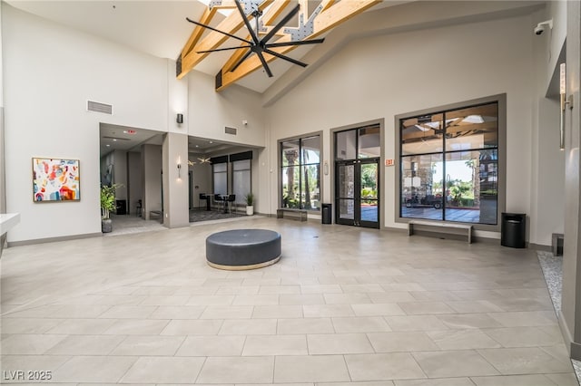151 Duckhook Ave, Las Vegas, NV 89148 - lobby with high vaulted ceiling, beamed ceiling, and a surveillance system