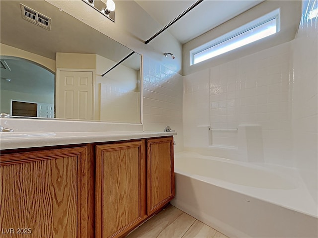 2132 Tierra Del Verde St, Las Vegas, NV 89156 - full bath featuring vanity,  shower combination, and tile patterned flooring
