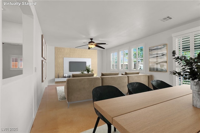 4036 W Bird Man Ln, North Las Vegas, NV 89084 - dining space with a ceiling fan and baseboards