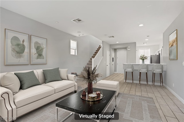 5324 Pendergrass St, North Las Vegas, NV 89081 - living area featuring stairway and recessed lighting