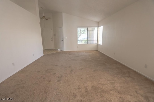 1349 Goldenglow Rd, Las Vegas, NV 89108 - carpeted empty room with vaulted ceiling and a ceiling fan