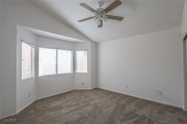 1349 Goldenglow Rd, Las Vegas, NV 89108 - carpeted empty room with a textured ceiling, a ceiling fan, and lofted ceiling