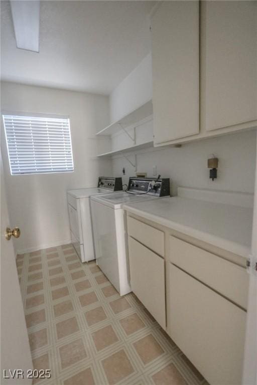1349 Goldenglow Rd, Las Vegas, NV 89108 - washroom featuring washing machine and dryer, cabinet space, and light floors
