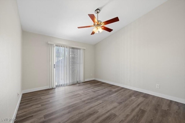 905 Harp Way N, Las Vegas, NV 89032 - unfurnished room featuring wood finished floors, a ceiling fan, and vaulted ceiling