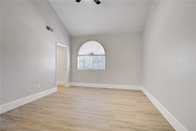 2925 Wigwam Pkwy Unit 1021, Henderson, NV 89074 - spare room featuring light wood-type flooring, lofted ceiling, and ceiling fan