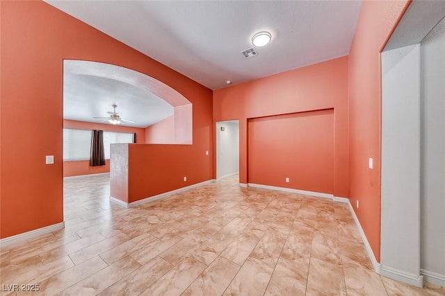 3604 Cantura Crest Ct, North Las Vegas, NV 89031 - spare room with ceiling fan and arched walkways