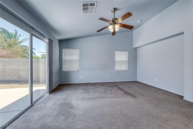 3604 Cantura Crest Ct, North Las Vegas, NV 89031 - carpeted spare room featuring lofted ceiling and a ceiling fan