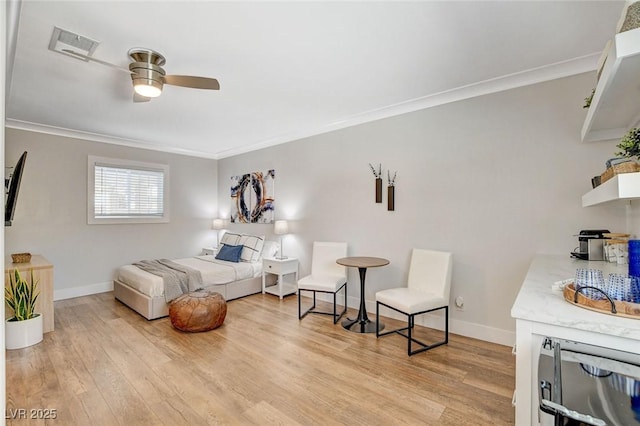 925 Alan Shepard St, Las Vegas, NV 89145 - bedroom featuring ornamental molding, light wood finished floors, and ceiling fan
