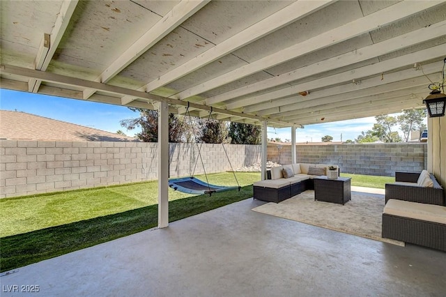 925 Alan Shepard St, Las Vegas, NV 89145 - fenced backyard featuring outdoor lounge area and a patio area