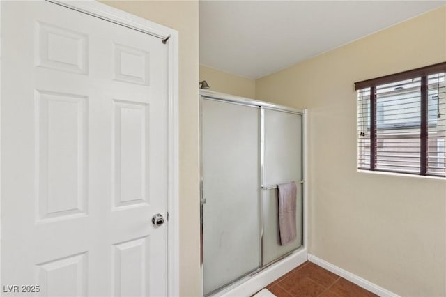 11620 Longhirst Hall Ln, Las Vegas, NV 89138 - bathroom featuring a shower stall and tile patterned flooring
