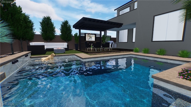 7132 Sayonara Vista St, North Las Vegas, NV 89084 - outdoor pool featuring a fenced backyard and outdoor lounge area