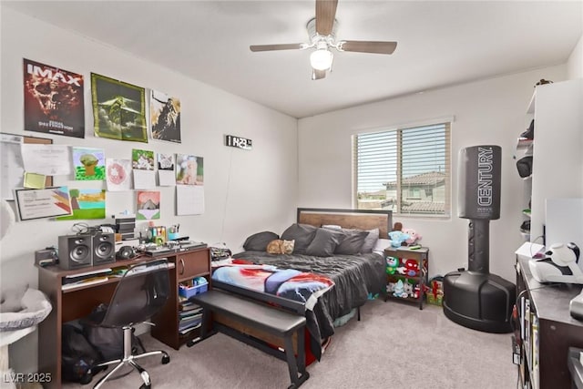 6313 Voss St, North Las Vegas, NV 89081 - carpeted bedroom featuring an office area and ceiling fan