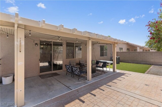 1310 Ripplestone Ave, North Las Vegas, NV 89081 - view of patio featuring a pergola and an outdoor hangout area