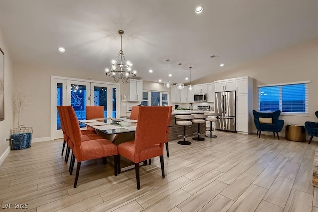6316 Bluejay Way, Las Vegas, NV 89146 - dining room with a chandelier, light wood finished floors, and recessed lighting