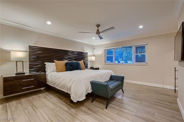 6316 Bluejay Way, Las Vegas, NV 89146 - bedroom with wood tiled floors, recessed lighting, and ceiling fan