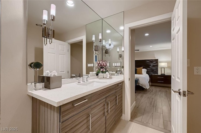 6316 Bluejay Way, Las Vegas, NV 89146 - bathroom with vanity, recessed lighting, and ensuite bathroom