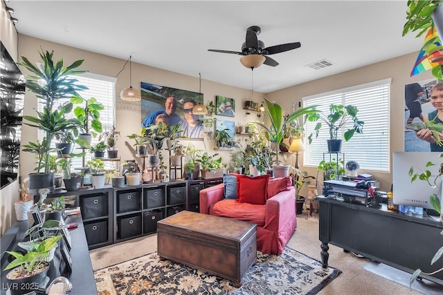 7854 Brianna Cheerful Ave, Las Vegas, NV 89178 - office featuring ceiling fan and carpet