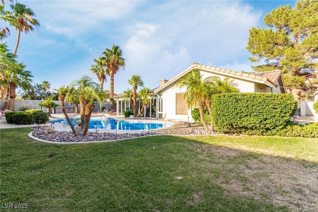1393 Calmview Pl, Las Vegas, NV 89110 - view of swimming pool featuring a yard