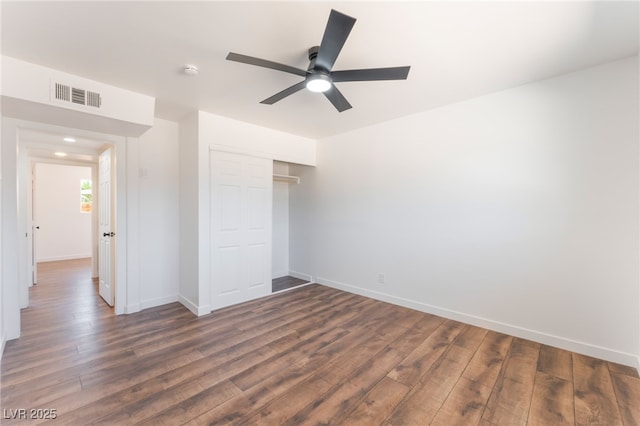 1313 Purple Sage Ave, Las Vegas, NV 89108 - unfurnished bedroom with wood finished floors, a closet, and a ceiling fan
