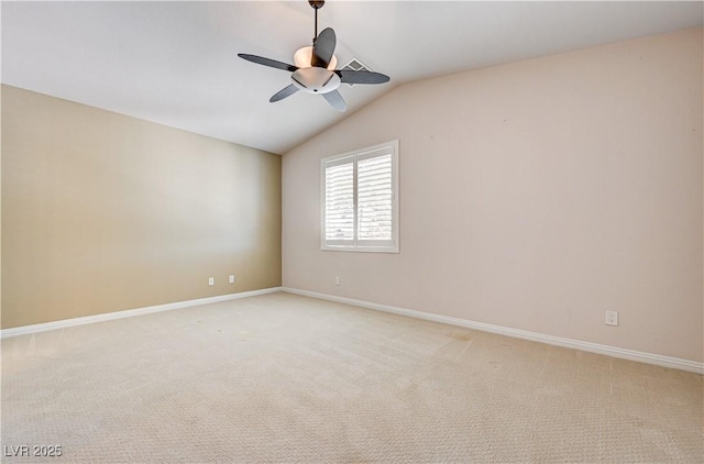 8204 Turbys Treehouse Pl, Las Vegas, NV 89131 - empty room with ceiling fan, vaulted ceiling, and light carpet