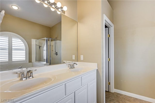 8204 Turbys Treehouse Pl, Las Vegas, NV 89131 - full bathroom with double vanity and a shower stall