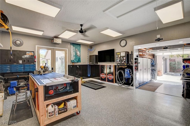 2333 Indigo Island St, Henderson, NV 89044 - misc room featuring a textured ceiling, ceiling fan, and french doors
