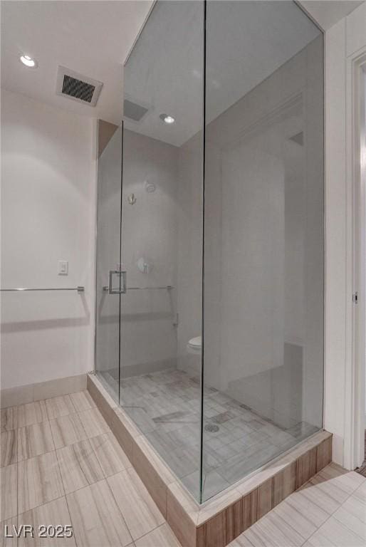 4575 Dean Martin Dr Unit 2607, Las Vegas, NV 89103 - full bathroom featuring a shower stall, tile patterned floors, and recessed lighting