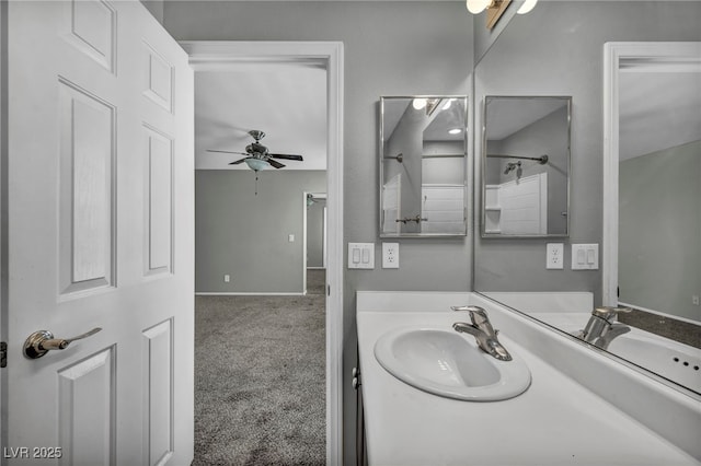 9104 Pearl Cotton Ave, Las Vegas, NV 89149 - bathroom featuring a ceiling fan and vanity