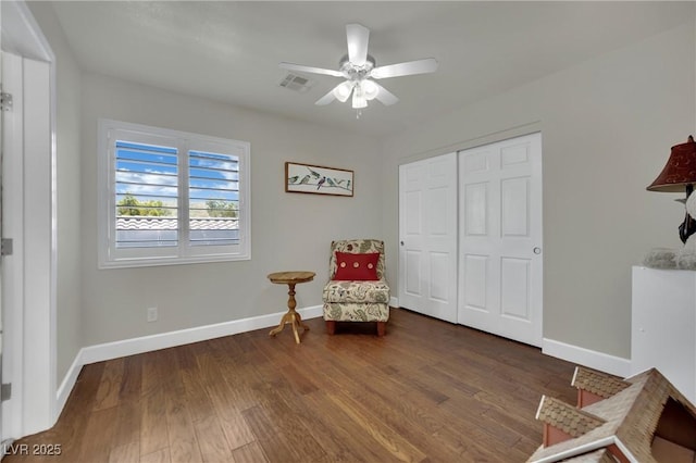 326 Caneflower Ct, North Las Vegas, NV 89031 - living area featuring a ceiling fan and wood finished floors