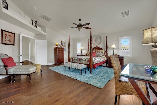 326 Caneflower Ct, North Las Vegas, NV 89031 - bedroom with multiple windows, wood finished floors, and a ceiling fan