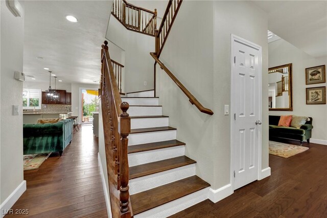 326 Caneflower Ct, North Las Vegas, NV 89031 - staircase with wood-type flooring and recessed lighting