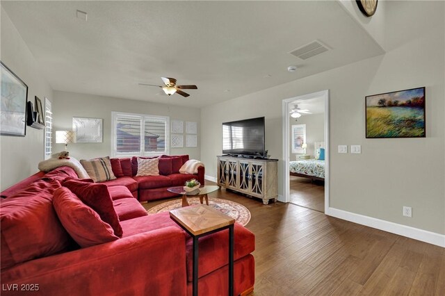 326 Caneflower Ct, North Las Vegas, NV 89031 - living room featuring ceiling fan and wood finished floors