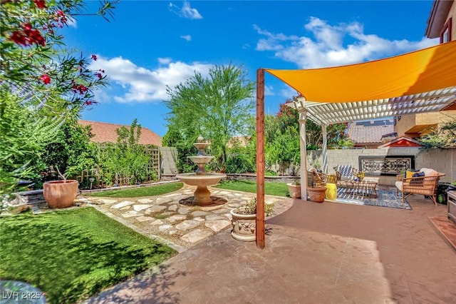 326 Caneflower Ct, North Las Vegas, NV 89031 - fenced backyard with a patio area and a pergola