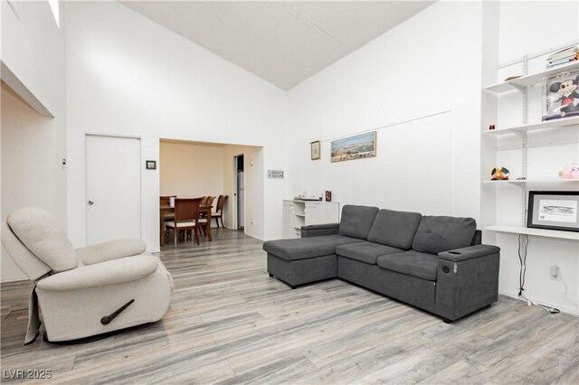 4232 Park Ct, Las Vegas, NV 89110 - living room with high vaulted ceiling and light wood-type flooring