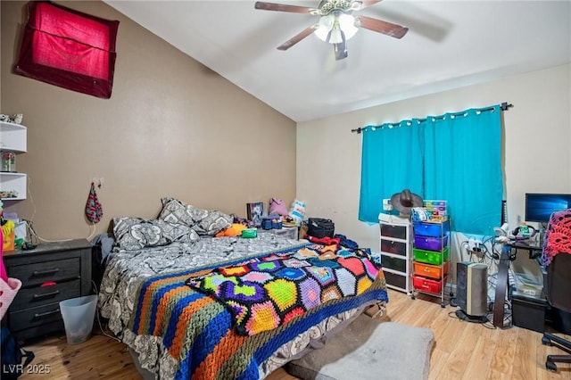 2716 Orchid Moon Ct, North Las Vegas, NV 89031 - bedroom featuring wood finished floors, ceiling fan, and lofted ceiling