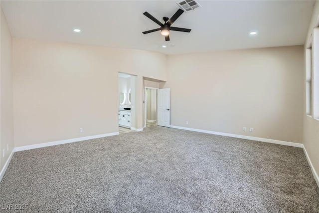 9272 W Viking Rd, Las Vegas, NV 89147 - unfurnished room with carpet floors, ceiling fan, recessed lighting, and vaulted ceiling