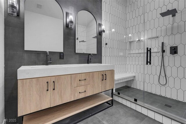 363 El Pico Dr, Henderson, NV 89014 - full bath with double vanity and a shower stall