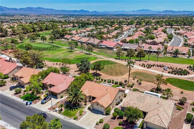 2808 Crown Ridge Dr, Las Vegas, NV 89134 - aerial perspective of suburban area featuring a mountain backdrop and a golf club