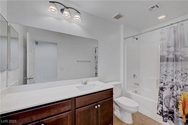 4641 Therapeutic St, North Las Vegas, NV 89031 - full bath with shower / tub combo with curtain, vanity, and tile patterned flooring