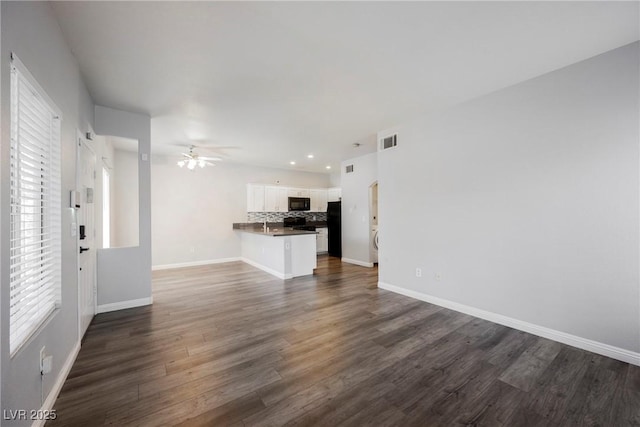 6006 Vegas Dr, Las Vegas, NV 89108 - unfurnished living room with dark wood finished floors, ceiling fan, and recessed lighting