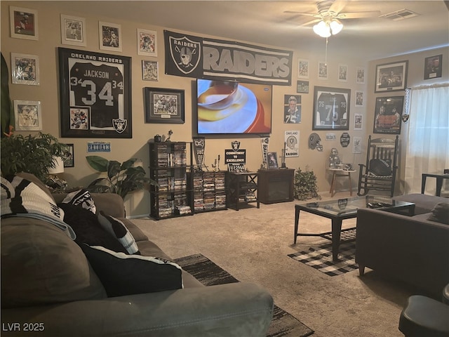 2050 N Los Feliz St Unit 170, Las Vegas, NV 89156 - living room featuring carpet flooring and ceiling fan