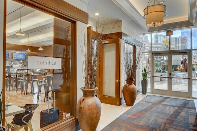 135 E Harmon Ave Unit 2721, Las Vegas, NV 89109 - community lobby with ornamental molding, a towering ceiling, and wooden walls